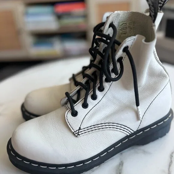 Dr. Martens | Shoes | Dr Marten White Leather Boots Size 8  display picture 2